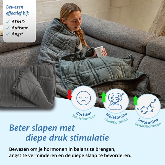 Ella Couverture lestée 9 kg 150 x 200cm - Couverture lestée Flanelle & Sherpa - Couverture lestée - Couverture lestée OEKO-TEX - Gris