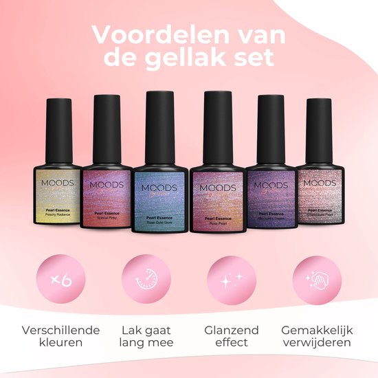 Moods Gellac 6-Piece Set - Gel Nail Polish Starter Pack - Gel Nail Polish - 8ML - Pearl Essence - Gellac - Nails - Chic Colours