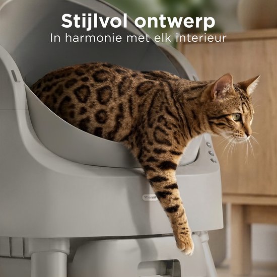 TrevoPet® Bac à litière automatique - autonettoyant et sûr - pour chats jusqu'à 12 kg - tapis, 60 sacs à déchets et accessoires inclus - bac à déchets de 10 litres - gris