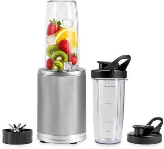 Blender To Go - 6-Piece Set - Smoothie Maker - Blender - 2x 800ml Drinking Cups - 1200W - Lavable au lave-vaisselle - Sans BPA - Portable Blender - Silver - by Saaf