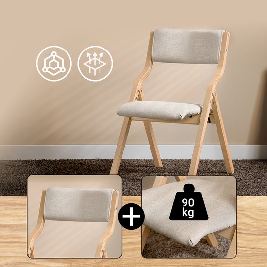 SoBuy Set of 2 Folding Chair, Office Chair with Upholstered Seat Cushion, Dining Chair, Light Grey, 49x80x54cm, FST40-HGx2 - pour la salle à manger, la cuisine, le salon ou le bureau à domicile