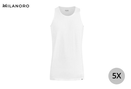 Milanoro - Lot de 5 maillots de corps extra longs pour hommes - Bleu foncé - XXL