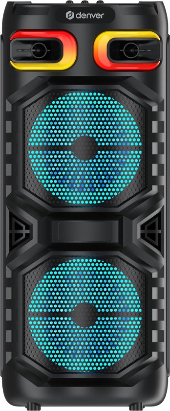 Enceinte Bluetooth - Denver – Lumières disco – Enceinte de fête – Télécommande incluse – Connexion microphone – Micro SD / USB / AUX – BPS355