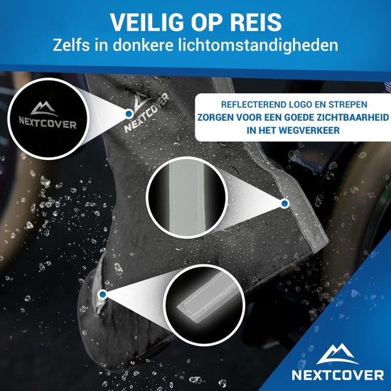 Nextcover® Couvre-chaussures imperméables | Chaussures de pluie 100% imperméables pour vélo | Couvre-chaussures réfléchissant réutilisable| Couvre-chaussures imperméables | Couvre-chaussures | Protection des chaussures | Couvre-chaussures de cyclisme