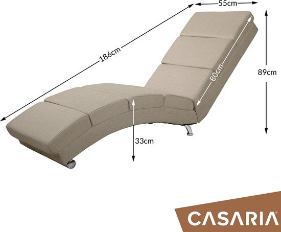 Casaria Recliner London - Chaise longue chromée - Sand