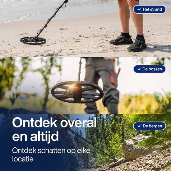 EarthVision Détecteur de métaux TerraWave PRO - Pour enfants et adultes - Hauteur réglable - Etanche - Léger