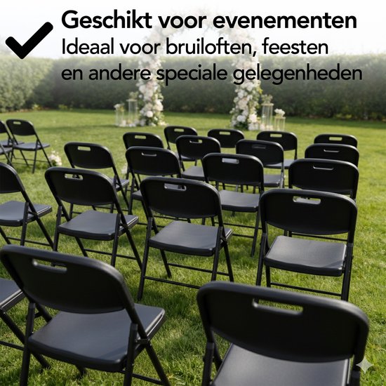 Chaises pliantes Brixy - Lot de 4 - Chaises pliantes - Robustes - Résistantes aux intempéries - Chaises pliantes - 47 x 54 x 87 CM - Noir