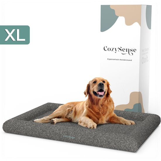 CozySense® Panier orthopédique pour chien 100x70 cm - Taille XL - Tissu bouclé - Lit imperméable pour chien avec housse lavable - Convient comme coussin de banc - Gris
