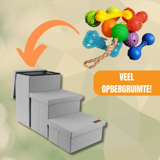 Escalier pour chien modèle solide Escalier pour chien avec rangement - Escalier pour chien - marche pour canapé ou lit - Jusqu'à 60 kg - Gris clair - Universel