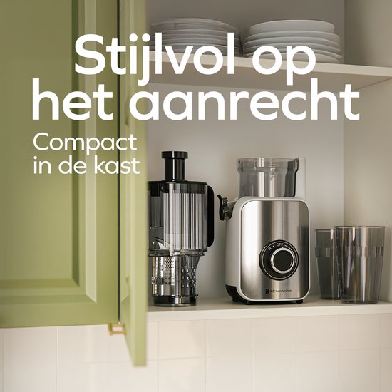 KitchenBrothers Slowjuicer - Vertical - Presse-agrumes - Presse-légumes et fruits - 126 mm - 750 ml - Blanc nacré / Blanc