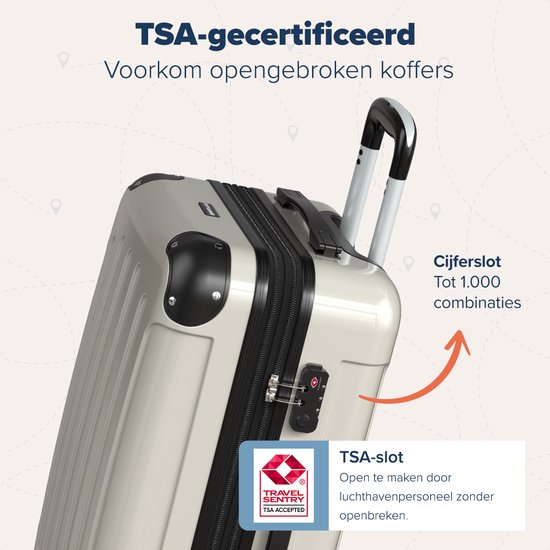 TRVLMORE Valise à main - 45L - Serrure TSA - Léger - Extensible - Trolley - 54x36x22cm - Champagne