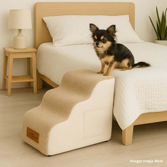 By Cee Cee Marchepieds pour chiens - marchepieds robustes - marchepieds pour chiens - 3 marches - 40x57x40cm - marron et beige - Kai