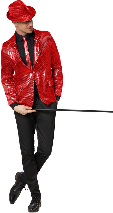 Dressforfun Manteau paillette homme rouge XXL - Robe fantaisie costume halloween partywear carnaval costume party dress - 303950