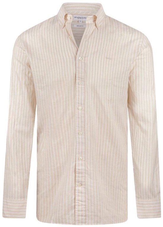 Chemise McGregor Coton Lin Rayures Ecru - Taille XXL - Homme