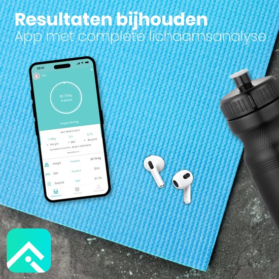 Pèse-personne Auronic - Analyse corporelle et pourcentage de graisse - Numérique - 15 mesures - Noir