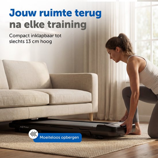 ACTYV Tapis de course pliable 1-12km/h avec fonction d'inclinaison de 6% - avec huile de lubrification, tapis de protection - Tapis de course - Bande de marche - Tapis de marche - Pour la maison - électrique - pliable V3