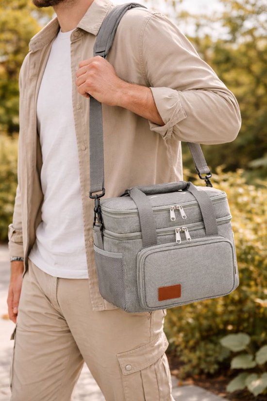 Ceruzo Cooler Bag 14L - Sac à lunch isotherme - Double compartiment - Gris-23 x 20 x 30 cm