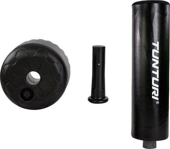 Tunturi Standing Boxing Bag - Bâton de boxe autoportant - Facilement déplaçable - Hauteur 180 cm - Avec base remplissable en sable, gravier ou eau - Noir - Avec application fitness gratuite