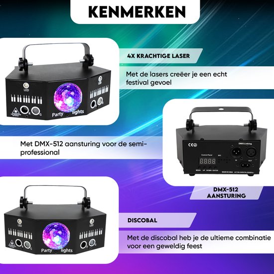 MSP Pulse FX 7 - lampe disco - boule disco - laser - boule disco - LED - DMX - party lighting