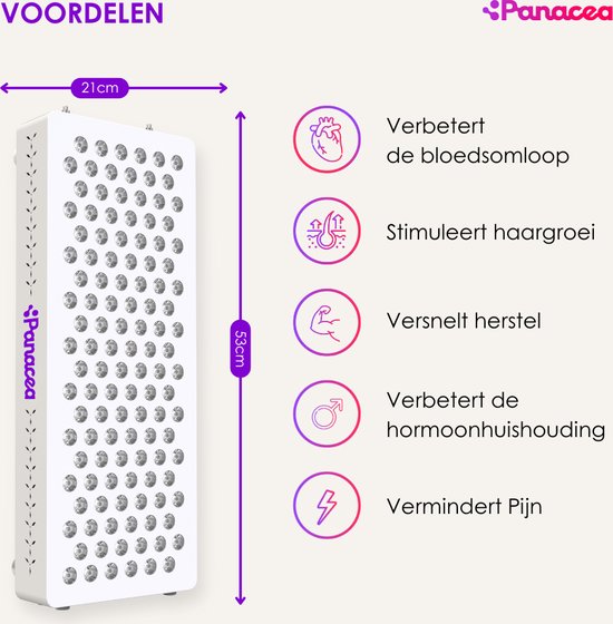 Panacea Red Light Therapy LED Infrared Lamp 4 Wavelengths Light Therapy - Fibromyalgia - Collagen Lamp - Red light therapy
