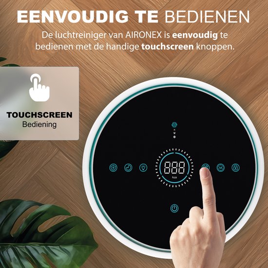 Purificateur d'air Aironex avec filtre HEPA - 40 m2 - Convient au salon, à la chambre à coucher, au bureau, à la chambre de bébé - Indicateur de la qualité de l'air - Fonctionne contre les acariens, le rhume des foins, les allergies, la poussière - Élimin