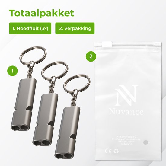 Sifflet d'urgence Nuvance - Sifflet pour les urgences et la survie - Sifflet à haut décibel - 120dB - Sifflet d'urgence en cas de catastrophe - 3 pièces