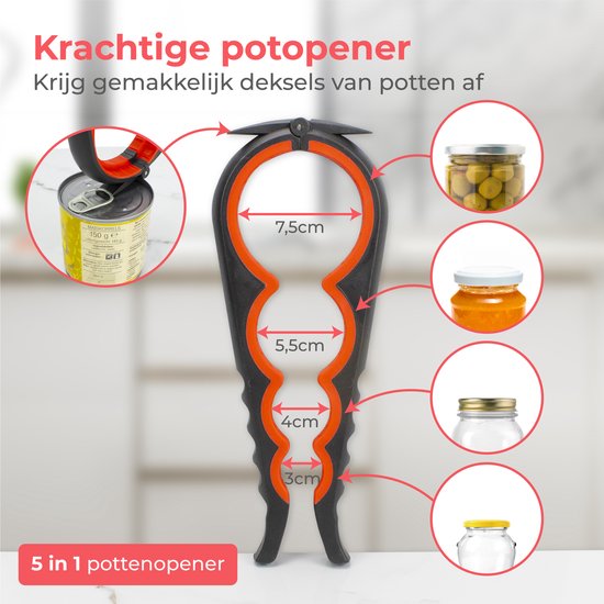 Nuvance Ouvre-boîte - 10 en 1 - Ouvre-bouteille - Ouvre-bocal - Ouvre-bière - Aide culinaire - Ouvre-boîte - Rouge