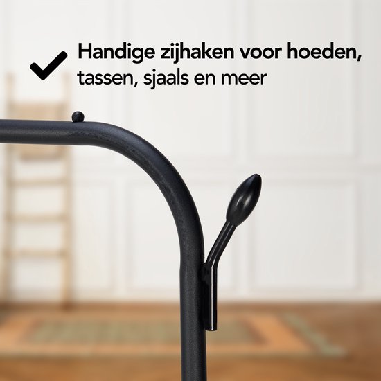 Brixy Rack à vêtements - Rack à penderies - 102x34x152cm - Rack à vêtements et à chaussures - Industriel - Métal - Noir