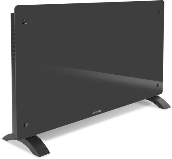 VONROC Chauffage électrique de luxe - Convecteur avec panneau en verre - 1250W/2500W- Chauffe les pièces jusqu'à 30m2 - Contrôlé par l'application (via Wifi) et manuellement - Thermostat et minuterie réglables - Gris