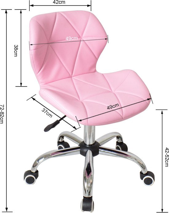 Siège de bureau design moderne - fauteuil de direction - réglable en hauteur - rose