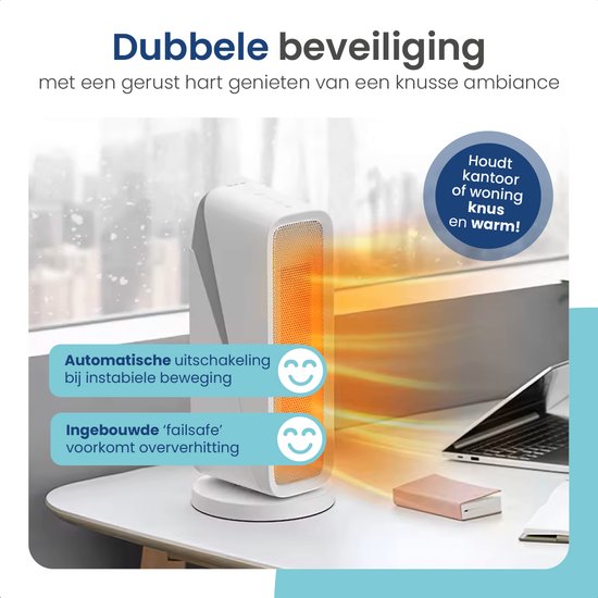 Gologi Ventilateur avec thermostat - Poêle électrique - Chauffage - Chauffage - Avec app et Touch Control - 1500W