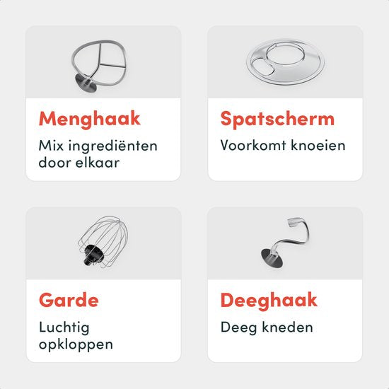 KitchenBrothers Robot de cuisine - Robot de cuisine - 5L - Batteur avec bol mélangeur - Batteur de cuisine - 1200W - Noir mat