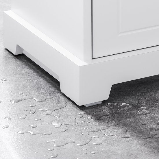 SoBuy Meuble bas pour évier, salle de bain, 60 cm, petit meuble de rangement sous évier avec étagères réglables, meuble compact pour évier, résistant à l'humidité, en bois, blanc, BZR205-W