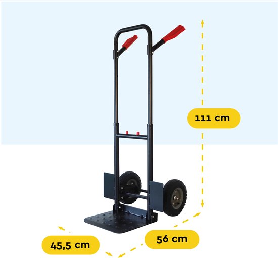 BRASQ Trolley - Capacité 200KG - Chariot de transport - Aide au transport - Pliable