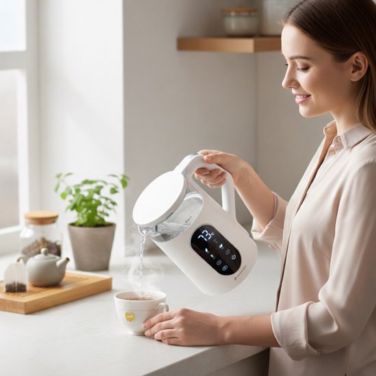 Bouilloire HomeShift® avec contrôle de la température - Fonction maintien au chaud - Double paroi - Électrique - 1,7 Litre - 2200W - Blanc