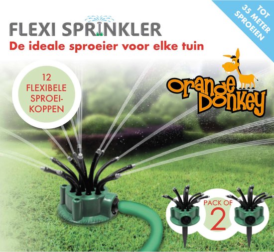 Kit d'arrosage Flexipoint de l'âne orange - Lot de 2 avec 24 buses flexibles - Irrigation efficace pour le jardin et l'herbe - Système d'arrosage