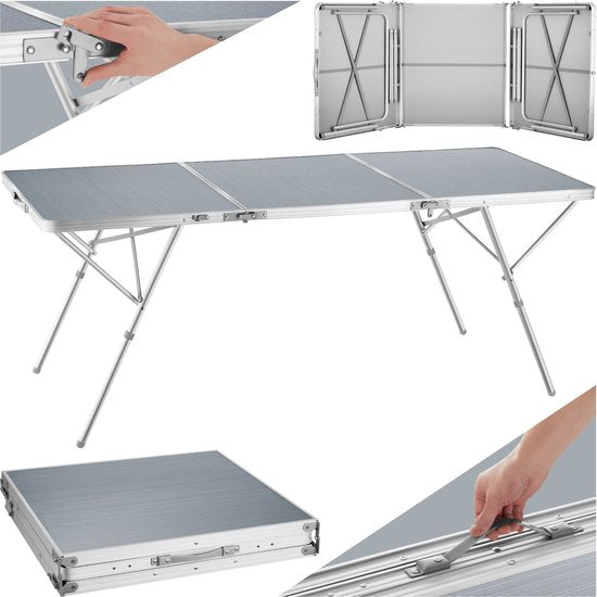 tectake® - Table de camping Table de camping Jumbo pliante - Structure en aluminium - 180 x 70 x 70,5 cm