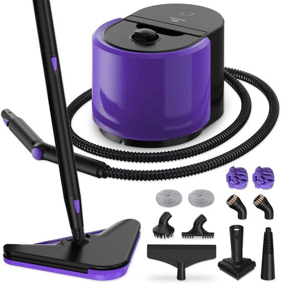 Motionflow Steam Cleaner PRO - Nettoyage en profondeur avec fonction de chauffage - 1500W 1.5L réservoir d'eau - Nettoyeur vapeur à main pour le nettoyage en profondeur des sols, canapés, salles de bain et tapis - Nettoyeur de tapis et de taches - Nettoye