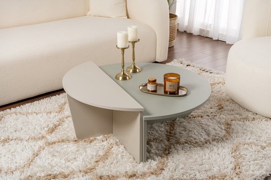 Table basse en bois "Orion" 90 x 60 x 30 cm - Vert cendré