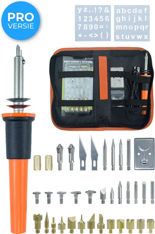 Nuvance - Set de brûleurs à bois - Pyrogravure pour hobby - Fer à souder - incl. 34 accessoires et 2 modèles d'entraînement - Set de soudure - Soudure