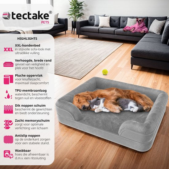 tectake® dog bed - coussin pour chiens de grande et moyenne taille - moelleux et lavable - panier pour chien avec mousse à mémoire de forme - box pour chien - chaise longue pour chien - panier pour chien - coussin pour chien L (91 x 68 x 18 cm)