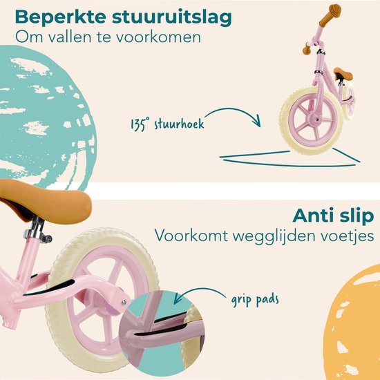 LifeGoods Vélo d'équilibre - 2-5 ans - Garçons et filles - Vélo d'équilibre - Rose