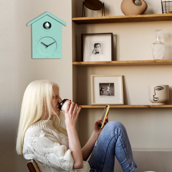 Coucou Nexxt - Vert clair - Horloge murale d'ambiance avec son - Volume réglable et mode nuit