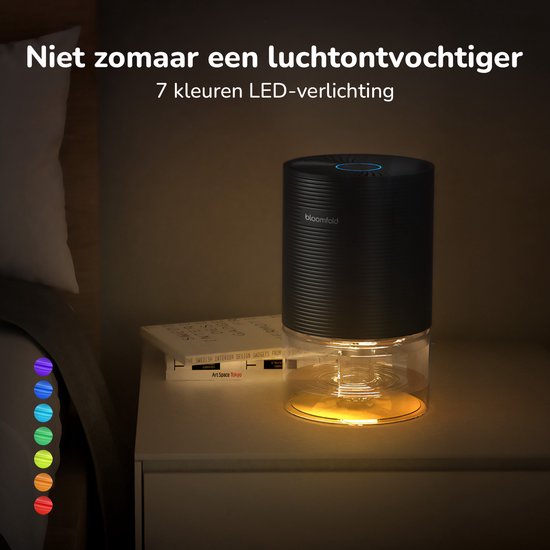 Déshumidificateur Bloomfold - Compact 700ML - 250ML par jour - pour chambre à coucher, salon et salle de bain