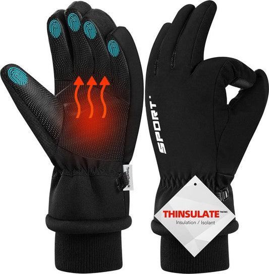 Travelhawk Touchscreen Gloves - Extra Warm - Splash Waterproof Gloves Men - Gloves Ladies - Gloves Winter - Scooter/Bike - Black - S/M