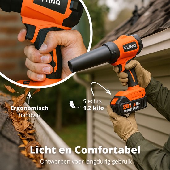 FlinQ Hand Blower Premium - Souffleur de feuilles sans fil avec batterie - Multi purpose - Borseless Motor - incl 2 batteries & ear protectors