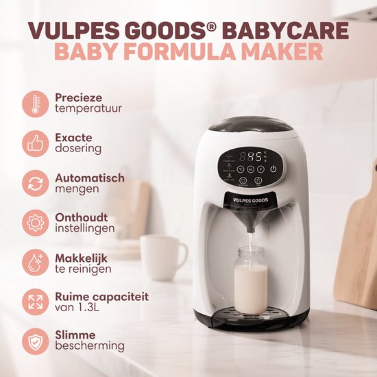 Vulpes Goods® BabyCare - Préparateur de biberons automatique - Préparateur de lait maternisé PRO - Dispositif d'alimentation des biberons - Préparateur de biberons automatique - Préparateur de lait maternisé - Kit de nettoyage inclus