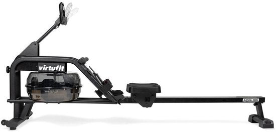 VirtuFit AQUA100i Rameur avec résistance à l'eau - Mono-rail - Avec écran, support de tablette et roues de transport - Kinomap & Fitshow - Max. 120 kg et 200 cm - Appareil à ramer - Rameur