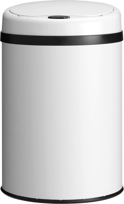 Poubelle automatique / Poubelle à déchets / Poubelle à détecteur - 30 litres - Blanc - Rond