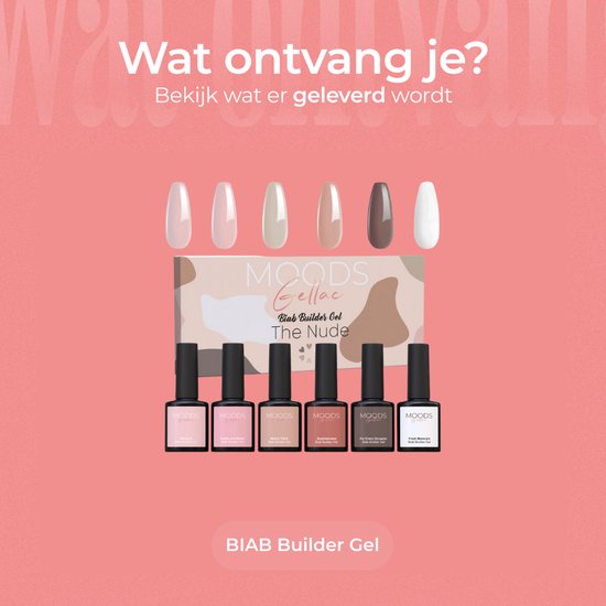 Moods Gellac BIAB - Builder in a Bottle - BIAB Nail Builder Gel - The Nude - HEMA & TPO Free